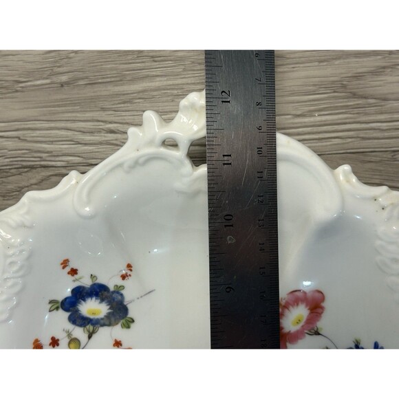 Vintage Porcelain Serving Dish Plate White With Floral Design Pattern - Picture 5 of 6